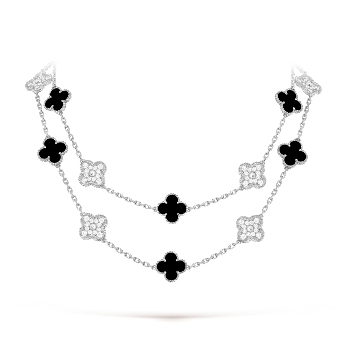 [Cyra] CLOVER 20 MOTIVE DIAMANT ONYX HALSKETTE