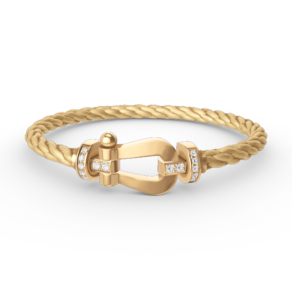 [Cyra]  FORCE LARGE HORSESHOE HALF DIAMOND BRACELET GOLD