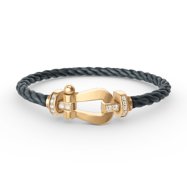 [Cyra]  FORCE LARGE HORSESHOE HALF DIAMOND BRACELET GOLD