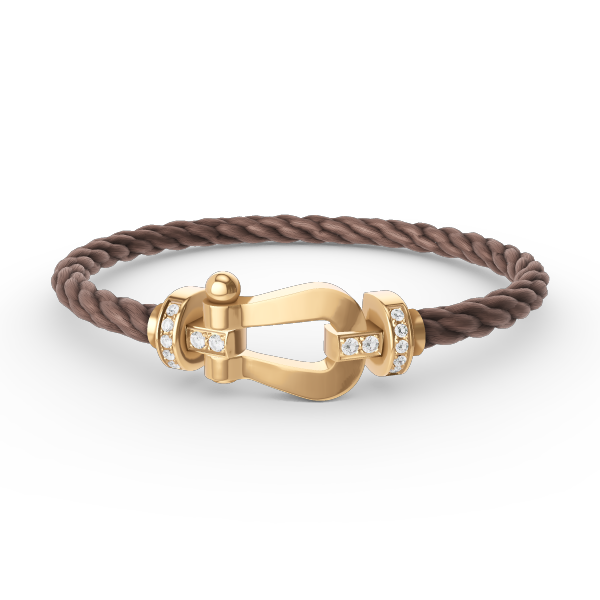 [Cyra]  FORCE LARGE HORSESHOE HALF DIAMOND BRACELET GOLD