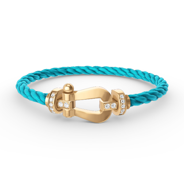 [Cyra]  FORCE LARGE HORSESHOE HALF DIAMOND BRACELET GOLD
