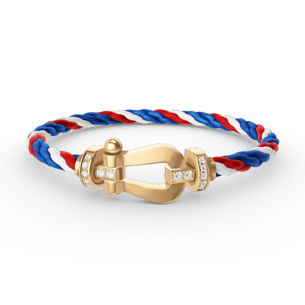 [Cyra]  FORCE LARGE HORSESHOE HALF DIAMOND BRACELET GOLD