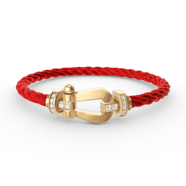 [Cyra]  FORCE LARGE HORSESHOE HALF DIAMOND BRACELET GOLD