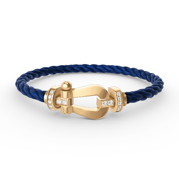 [Cyra]  FORCE LARGE HORSESHOE HALF DIAMOND BRACELET GOLD