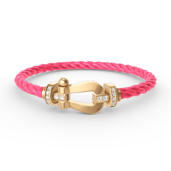 [Cyra]  FORCE LARGE HORSESHOE HALF DIAMOND BRACELET GOLD