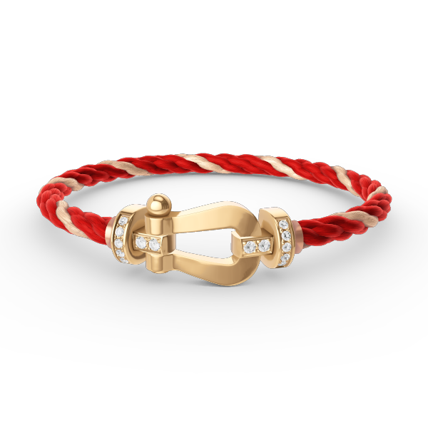 [Cyra]  FORCE LARGE HORSESHOE HALF DIAMOND BRACELET GOLD