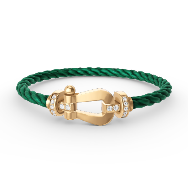 [Cyra]  FORCE LARGE HORSESHOE HALF DIAMOND BRACELET GOLD