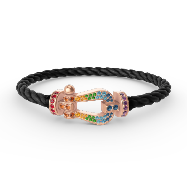 [Cyra]  FORCE LARGE HORSESHOE  COLORED DIAMOND BRACELET ROSE GOLD