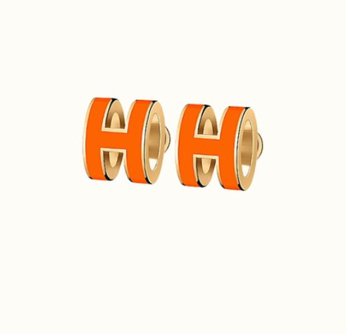 [Cyra]  MINI POP H EARRINGS ORANGE