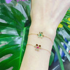 [Cyra]  FRIVOLE GOLD FLOWER PINK MALACHITE BRACELET