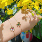 [Cyra]  FRIVOLE GOLD FLOWER PINK MALACHITE BRACELET