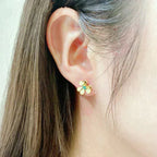 [Cyra]  FRIVOLE  FLOWER MALACHITE EARRINGS