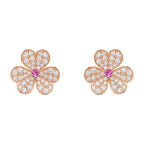 [Cyra]  FRIVOLE PINK GOLD FLOWER DIAMOND EARRINGS