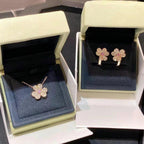 [Cyra]  FRIVOLE PINK GOLD FLOWER DIAMOND EARRINGS
