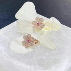 [Cyra]  FRIVOLE PINK GOLD FLOWER DIAMOND EARRINGS