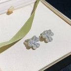 [Cyra]  FRIVOLE SILVER FLOWER DIAMOND EARRINGS