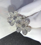 [Cyra]  FRIVOLE SILVER FLOWER DIAMOND EARRINGS
