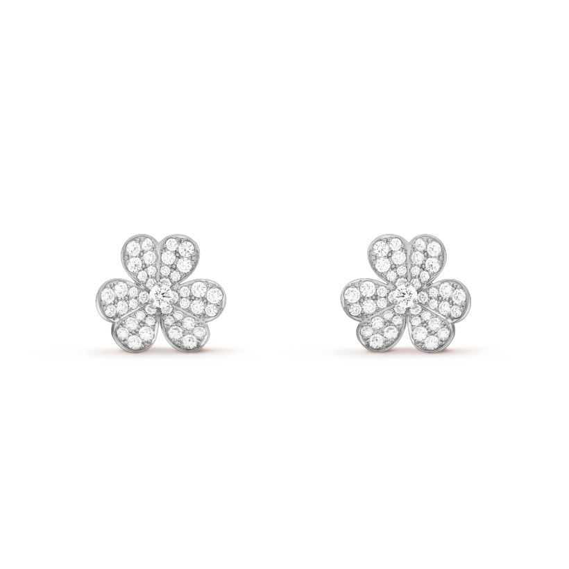 [Cyra]  FRIVOLE SILVER FLOWER DIAMOND EARRINGS