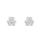 [Cyra]  FRIVOLE SILVER FLOWER DIAMOND EARRINGS
