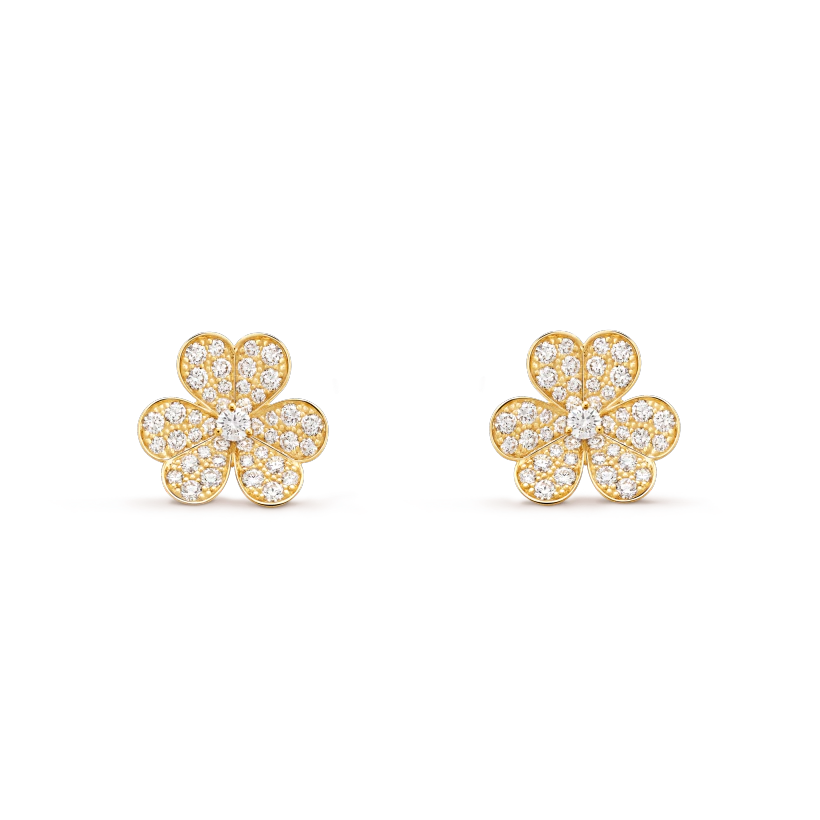 [Cyra]  FRIVOLE GOLD FLOWER DIAMOND EARRINGS
