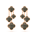 [Cyra]  CLOVER EARRINGS DARK MOP 4 MOTIFS ROSE GOLD