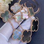 [Cyra]  CLOVER EARRINGS DARK MOP 4 MOTIFS ROSE GOLD
