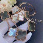 [Cyra]  CLOVER EARRINGS DARK MOP 4 MOTIFS ROSE GOLD