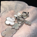 [Cyra]  CLOVER EARRINGS WHITE MOP 4 MOTIFS SILVER