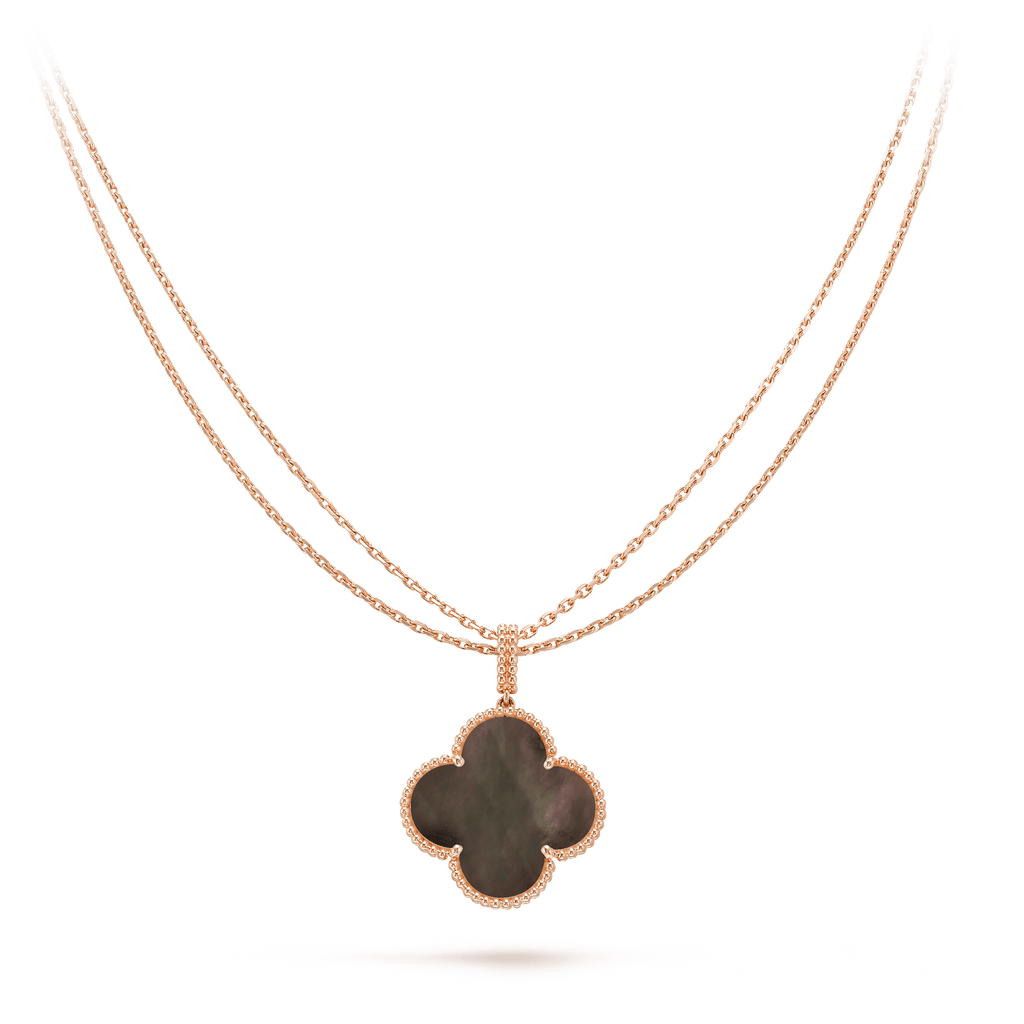 [Cyra] CLOVER 25MM GOLD DUNKLE PERLMUTT GROSSE CLOVER-HALSKETTE