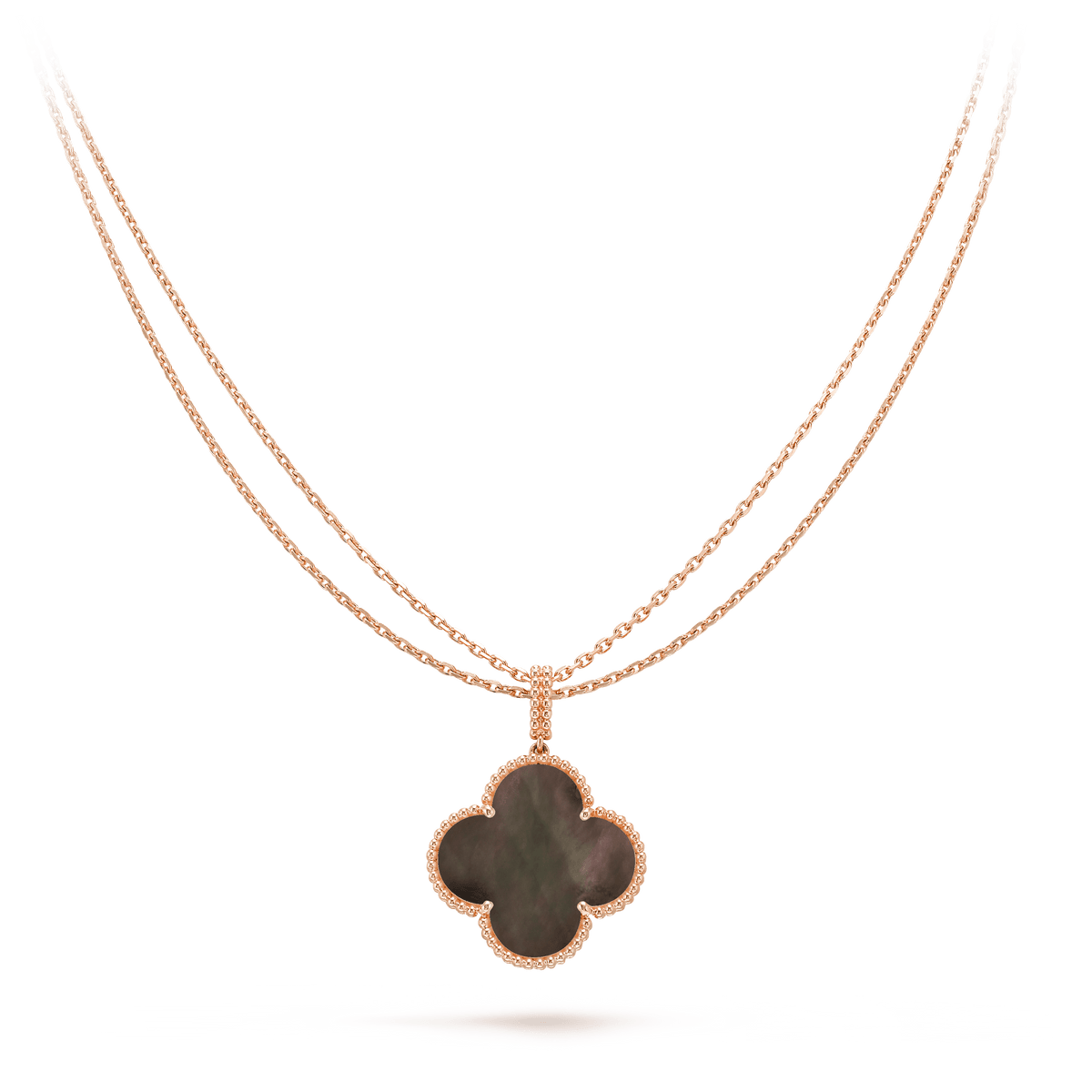 [Cyra] CLOVER 25MM GOLD DUNKLE PERLMUTT GROSSE CLOVER-HALSKETTE