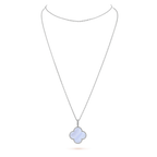 [Cyra]  CLOVER SILVER CHALCEDONY BIG CLOVER NECKLACE