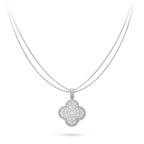 [Cyra] CLOVER 25MM SILBER VOLLDIAMANT GROSSE KLEEBLATT-HALSKETTE