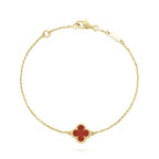 [Cyra]  CLOVER  CARNELIAN SINGLE FLOWER BRACELET