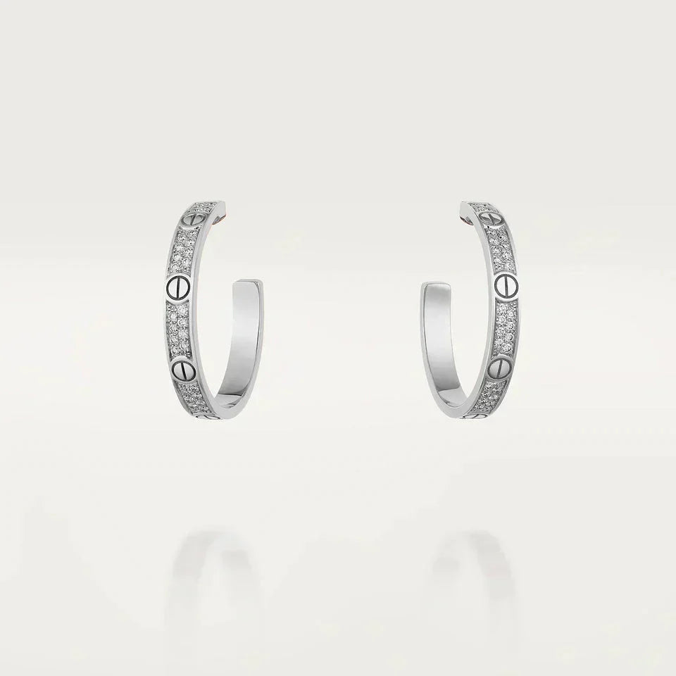 [Cyra]  LOVE DIAMOND SILVER HOOP EARRINGS