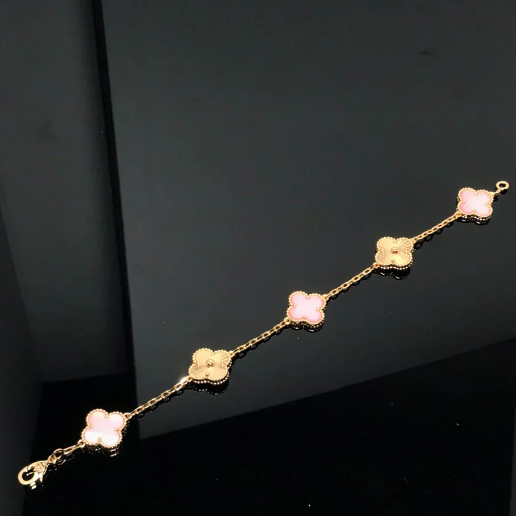 [Cyra] NEUE CLOVER 5 MOTIVE ARMBAND-KOLLEKTION PINK MUTTERPERL