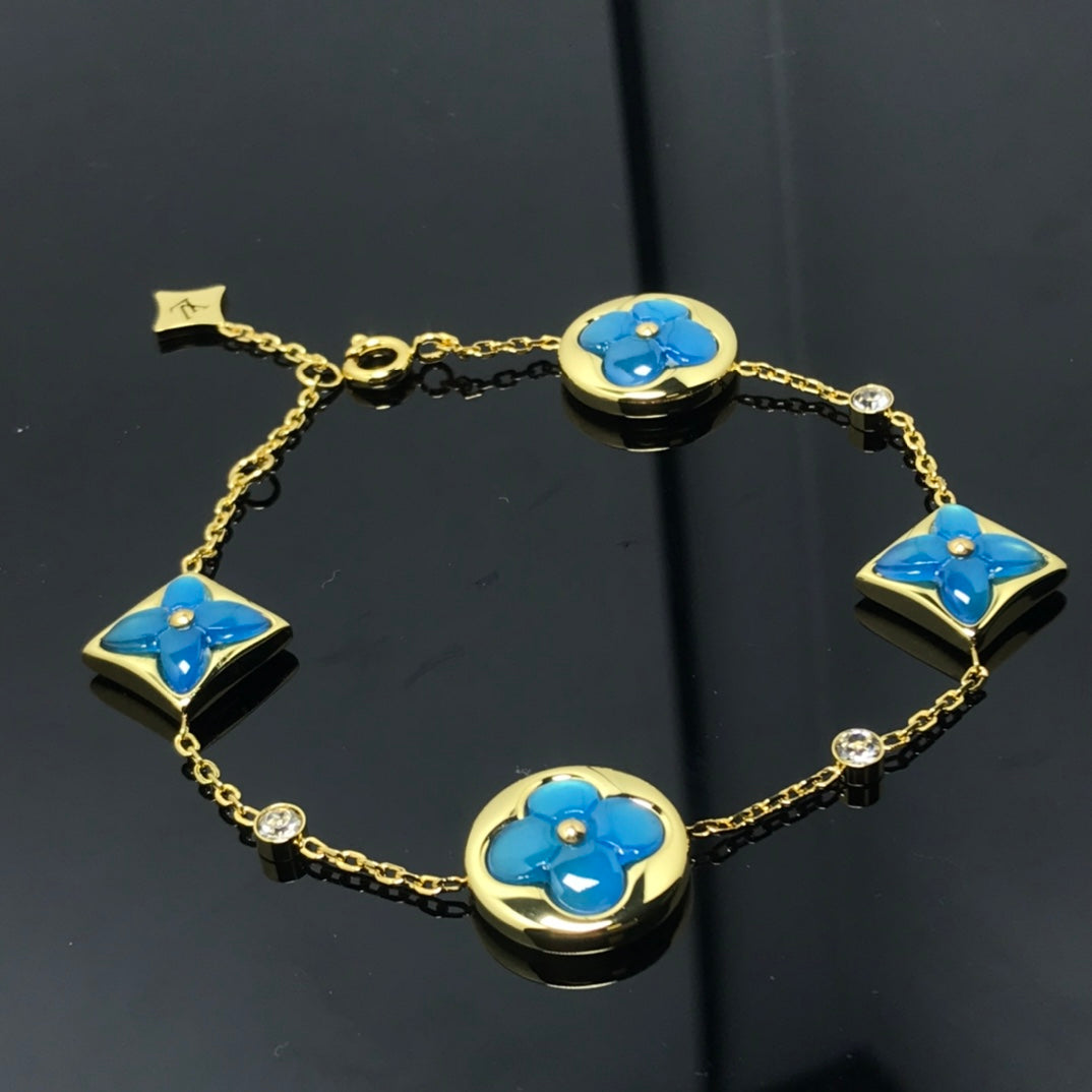 [Cyra]  STAR AND SUN 4 MOTIF BLUE BRACELET
