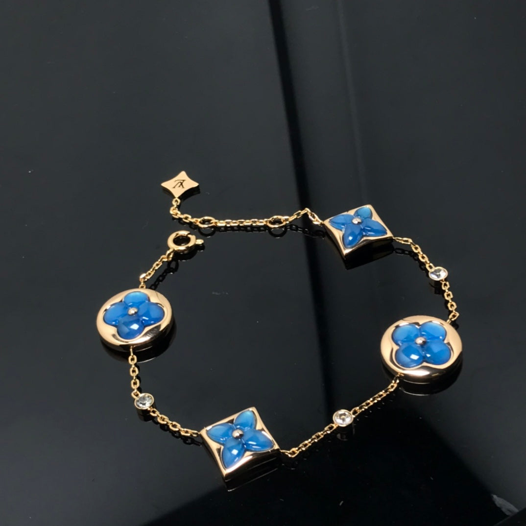 [Cyra]  STAR AND SUN 4 MOTIF BLUE BRACELET