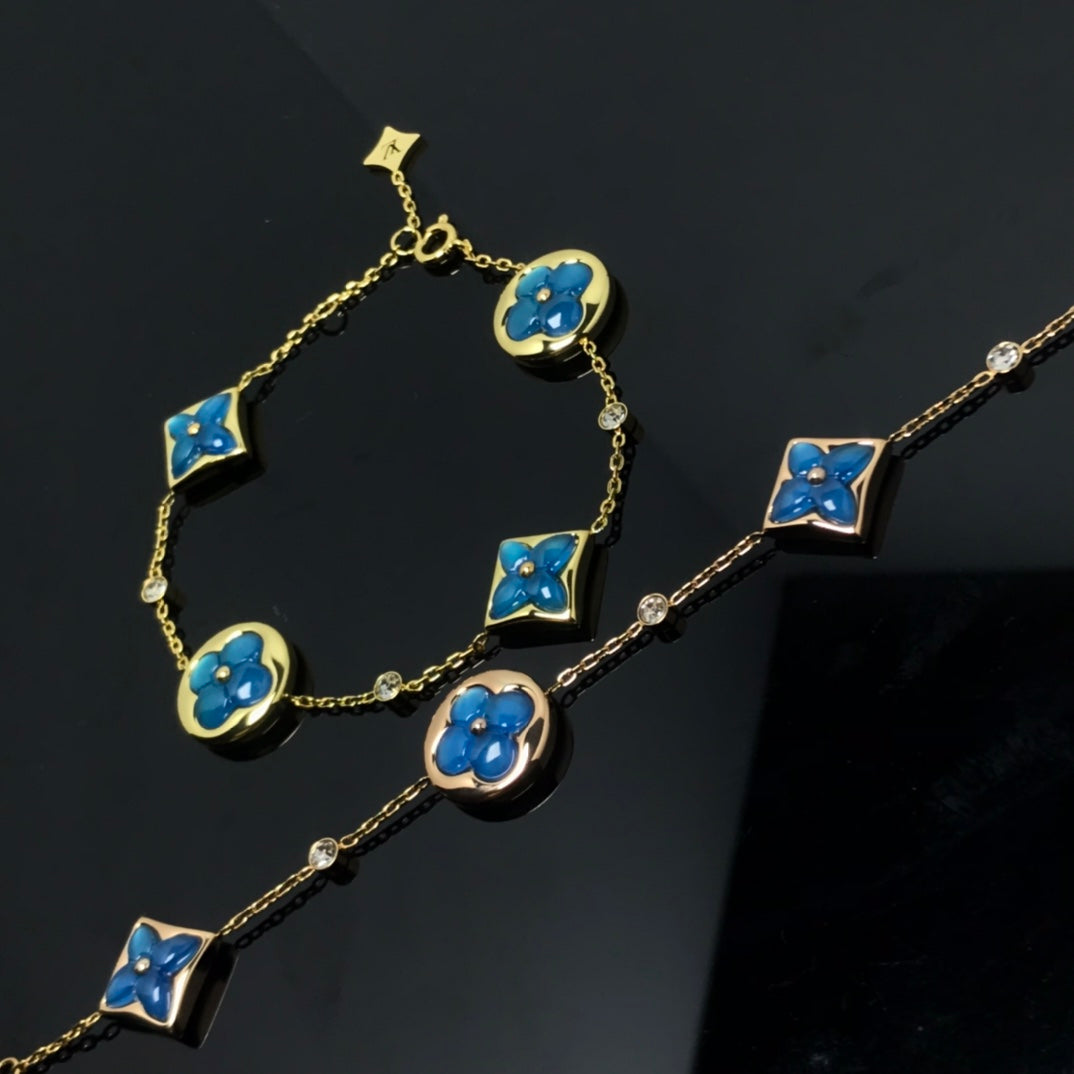 [Cyra]  STAR AND SUN 4 MOTIF BLUE BRACELET