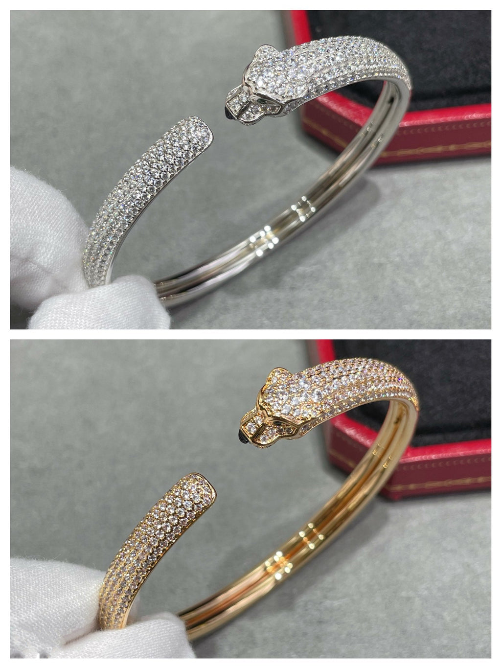 [Cyra]  PANTHERE FULL DIAMOND OPEN BRACELET