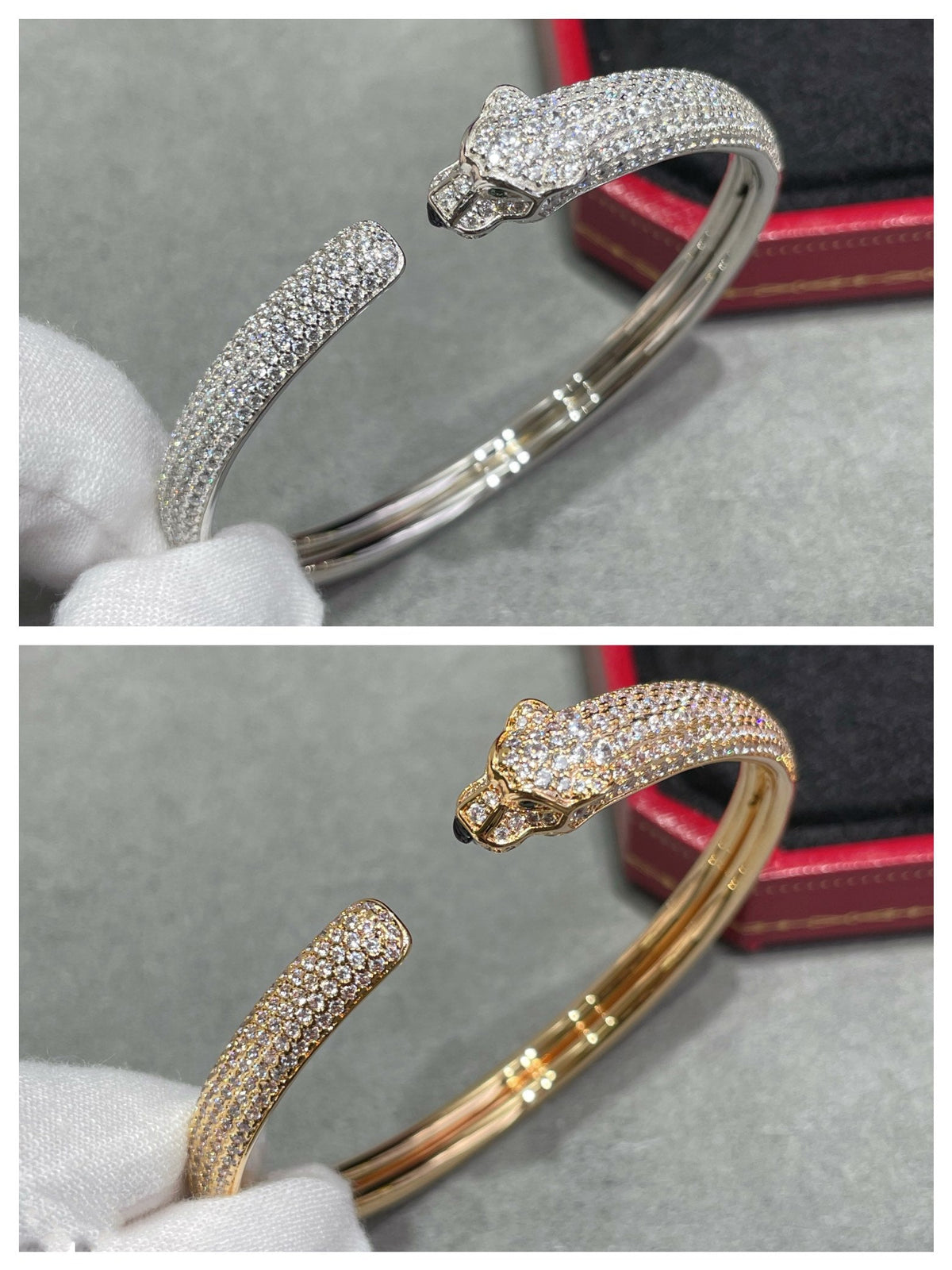 [Cyra] PANTHÈRE OFFENES ARMBAND MIT VOLLDIAMANTBESATZ