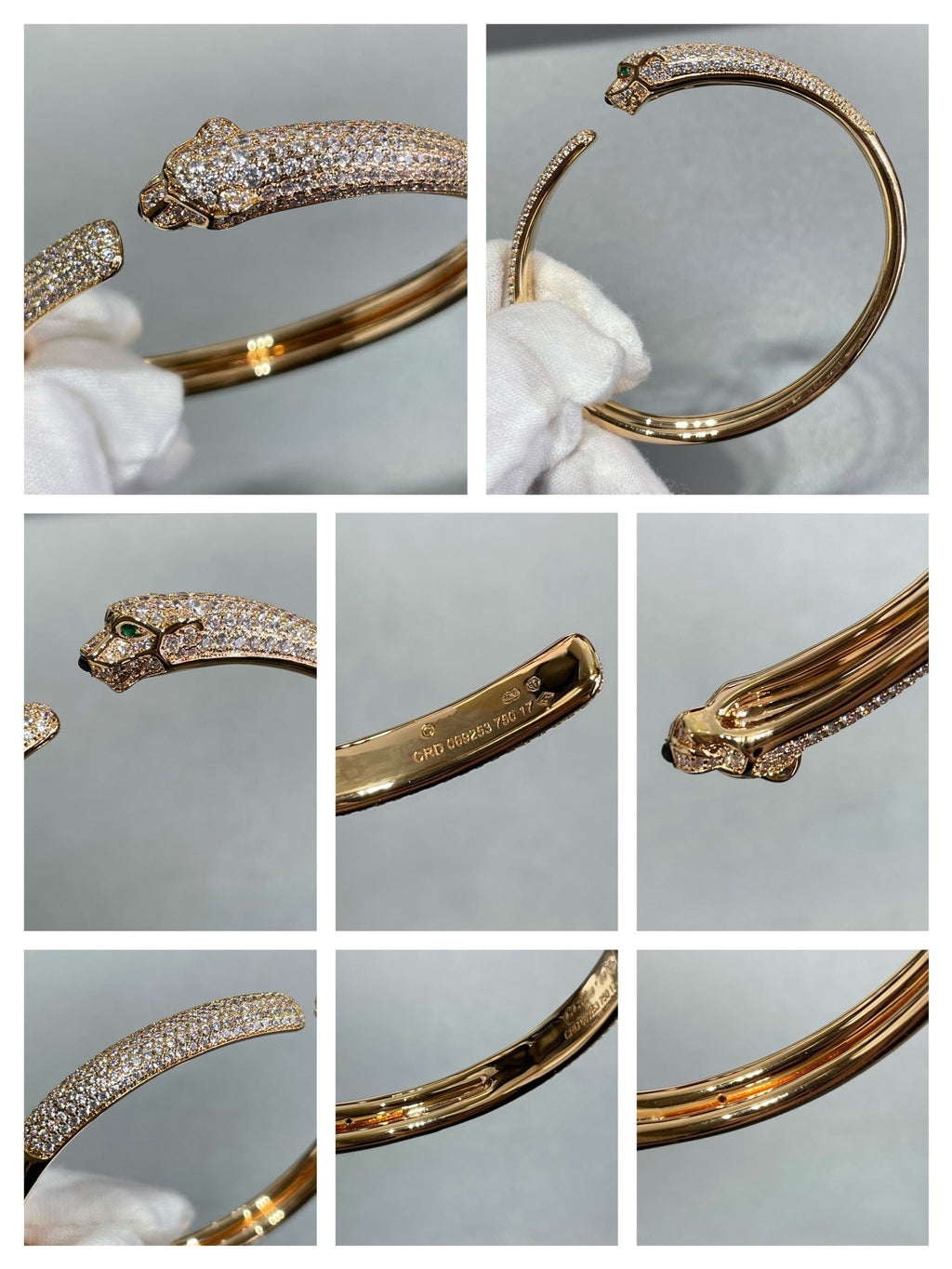 [Cyra]  PANTHERE FULL DIAMOND OPEN BRACELET