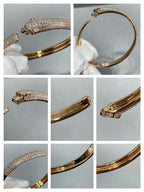 [Cyra]  PANTHERE FULL DIAMOND OPEN BRACELET