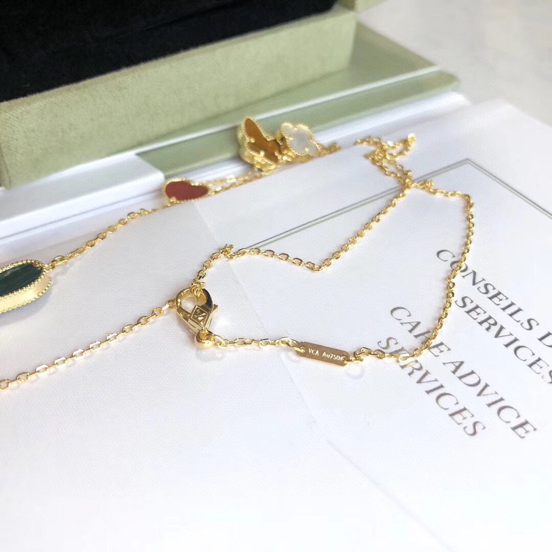 [Cyra]  LUCKY SPRING 4 MOTIFS ROSE GOLD NECKLACE