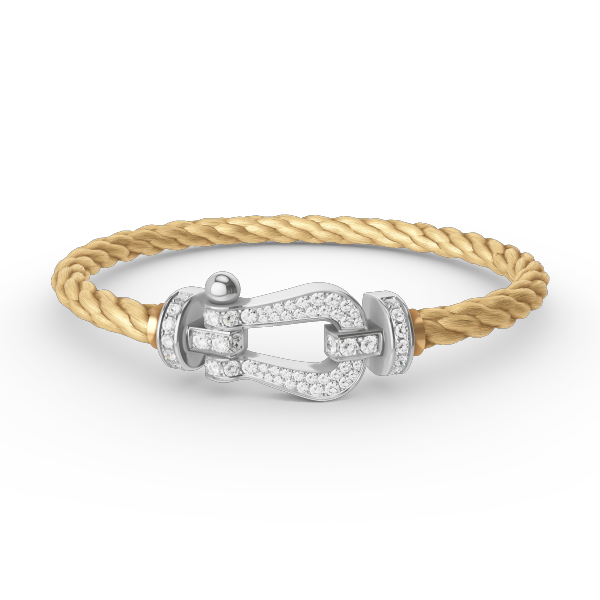 [Cyra]  FORCE LARGE HORSESHOE FULL DIAMOND BRACELET SILVER