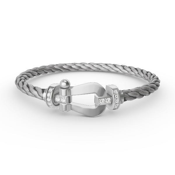 [Cyra]  FORCE LARGE HORSESHOE HALF DIAMOND BRACELET SILVER