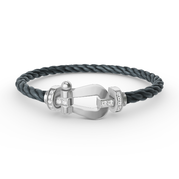 [Cyra]  FORCE LARGE HORSESHOE HALF DIAMOND BRACELET SILVER