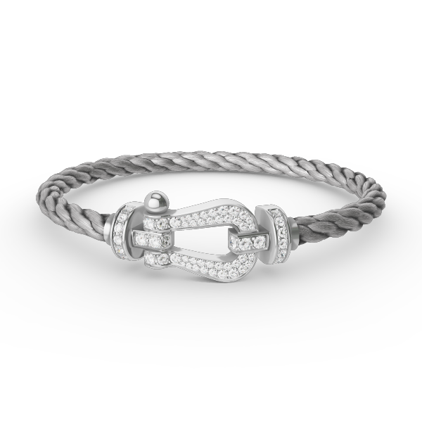 [Cyra]  FORCE LARGE HORSESHOE FULL DIAMOND BRACELET SILVER