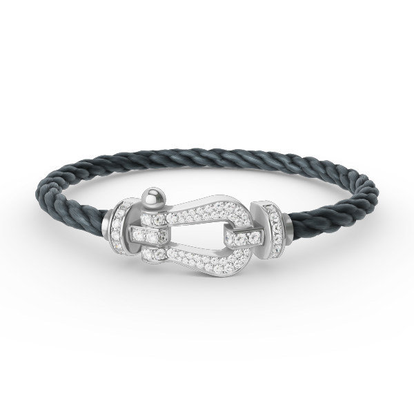 [Cyra]  FORCE LARGE HORSESHOE FULL DIAMOND BRACELET SILVER