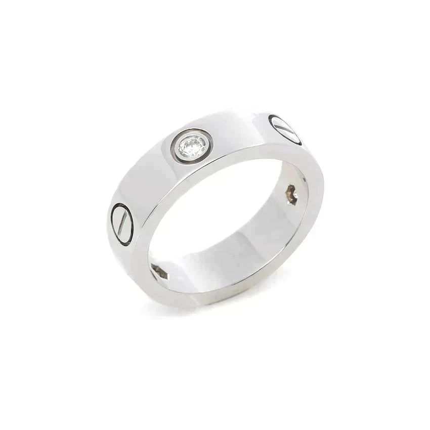 [Cyra]  LOVE RING 5.5MM 3 DIAMONDS SILVER